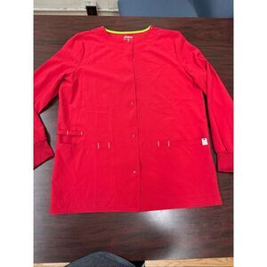 Scrubstar Women’s Snap Front Scrub Jacket in Ruby Gem Size Small